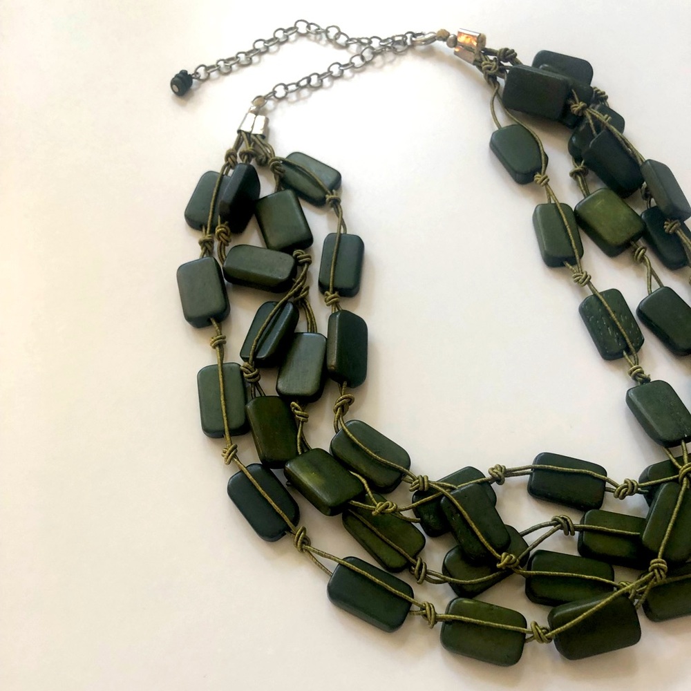 Olive Green Handmade Artisan Boutique Necklace